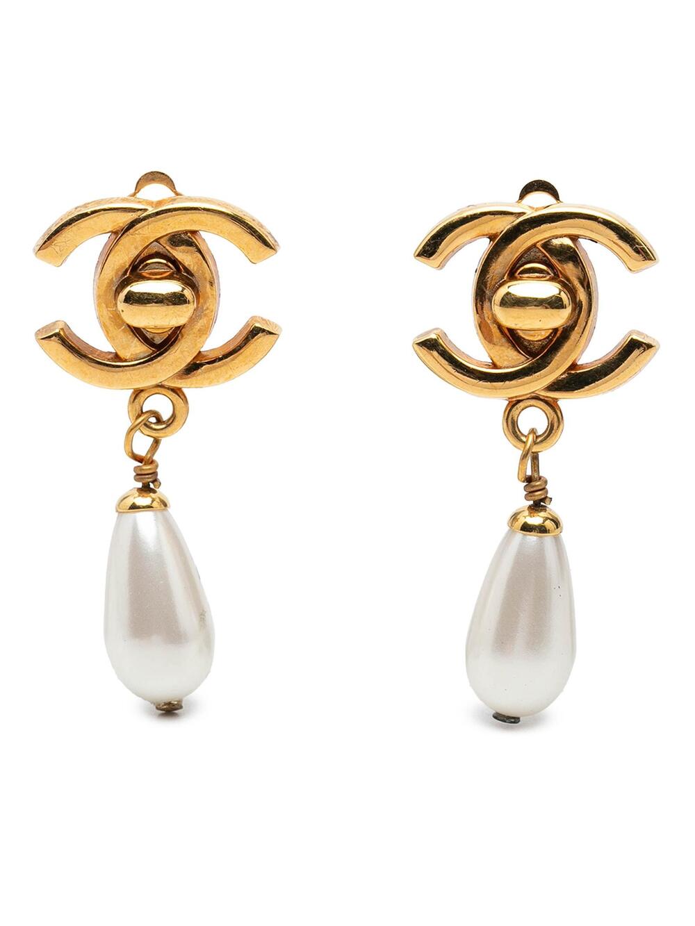Chanel Cc Gold Plated Faux Pearl Drop #305899C65B